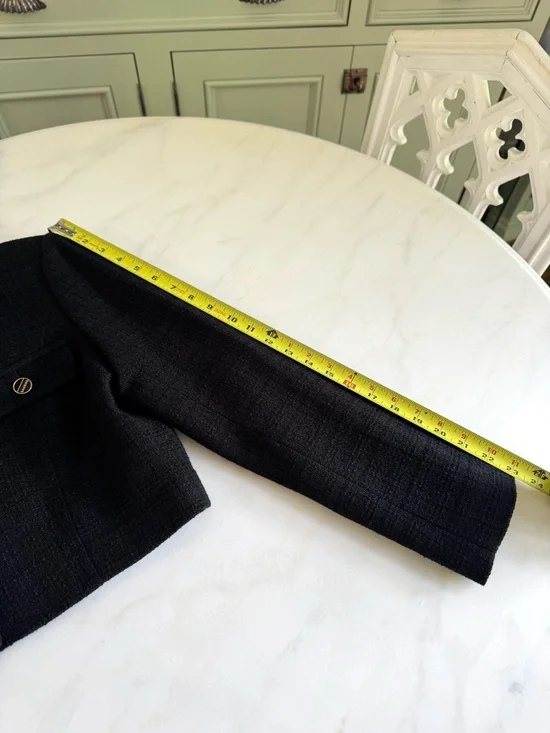 Sandro Cropped Tweed Blazer Black Sz 38 - Picture 11 of 13